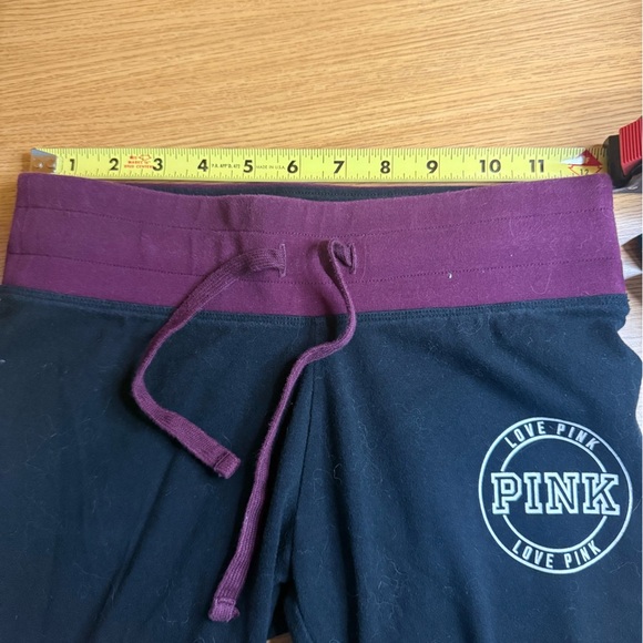 2015 PINK by Victoria’s Secret Black Joggers with Burgundy Accents - Picture 4 of 5